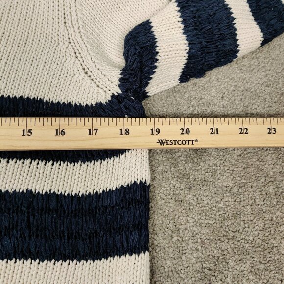 Tommy Bahama Women's Sweater Size L Striped Blue Cream Knitwear Cotton Outerwear - Picture 8 of 10